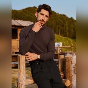 🩵⏭️NWT Paul Jones Brown Mock Neck Long Sleeve Sweater Men's XLarge